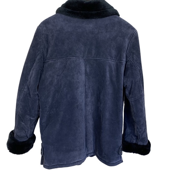 Dennis Basso Blue Suede Button Close Women's Jacket Coat Heavy Size Small - Picture 4 of 12